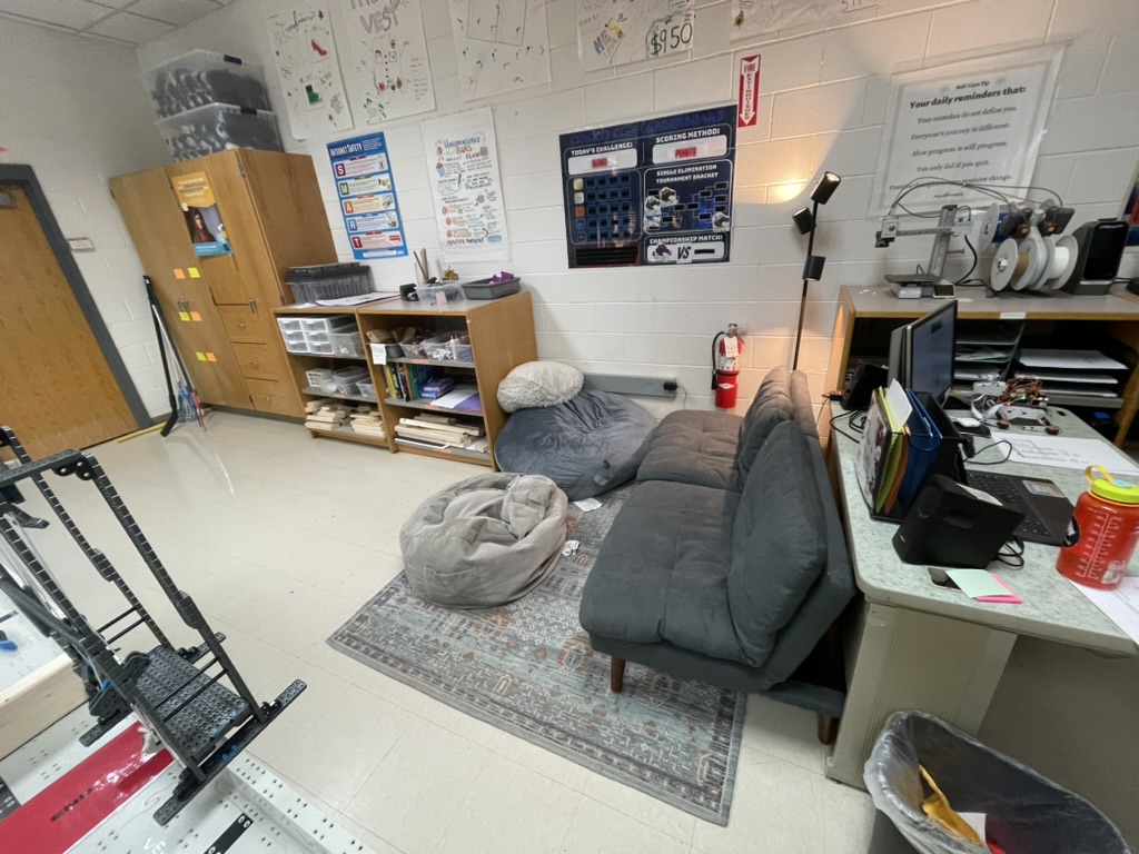 Couch and bean bags for flexible seating